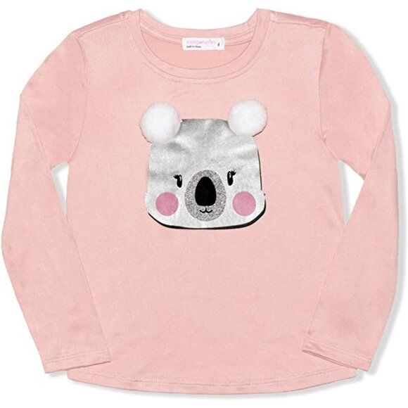 Young Hearts 2 Pc LS Shirts for Girls, Round Neck Shirt Set with Koala Size 4 - Picture 2 of 5